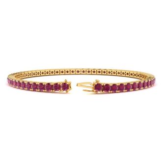 Ruby Bracelet; Ruby Tennis Bracelet; 6 1/3 Carat Ruby Tennis Bracelet In 14 Karat Yellow Gold