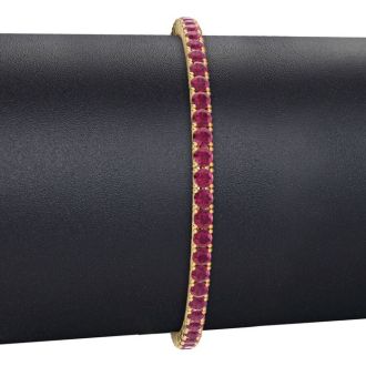 Ruby Bracelet; Ruby Tennis Bracelet; 6 1/3 Carat Ruby Tennis Bracelet In 14 Karat Yellow Gold