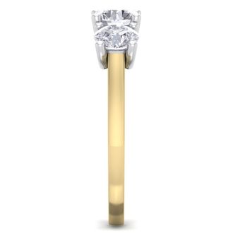 2 Carat Three Diamond Ring In 14 Karat Yellow Gold
