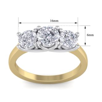 2 Carat Three Diamond Ring In 14 Karat Yellow Gold