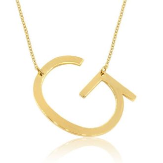 G Initial Sideways Necklace In Gold Overlay, 18 Inches