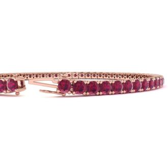 Ruby Bracelet; Ruby Tennis Bracelet; 4 3/4 Carat Ruby Tennis Bracelet In 14 Karat Rose Gold
