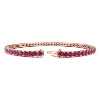 Ruby Bracelet; Ruby Tennis Bracelet; 5 1/2 Carat Ruby Tennis Bracelet In 14 Karat Rose Gold