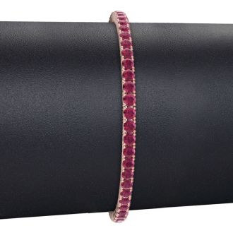 Ruby Bracelet; Ruby Tennis Bracelet; 5 1/2 Carat Ruby Tennis Bracelet In 14 Karat Rose Gold