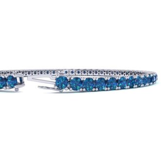 3 1/2 Carat Blue Diamond Tennis Bracelet In 14 Karat White Gold, 6 Inches