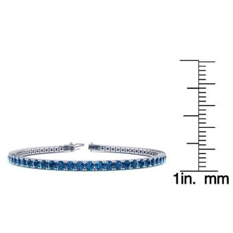 3 1/2 Carat Blue Diamond Tennis Bracelet In 14 Karat White Gold, 6 Inches
