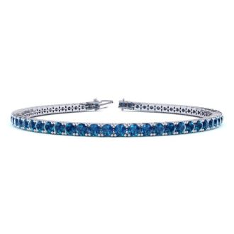 4 1/4 Carat Blue Diamond Tennis Bracelet In 14 Karat White Gold, 7 1/2 Inches
