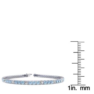 Aquamarine Bracelet: Aquamarine Jewelry: 4 3/4 Carat Aquamarine And Diamond Graduated Tennis Bracelet In 14 Karat White Gold, 8 1/2 Inches