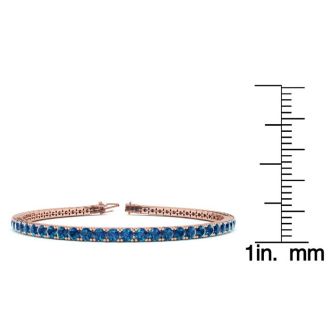 4 1/4 Carat Blue Diamond Tennis Bracelet In 14 Karat Rose Gold, 7 1/2 Inches