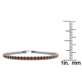 3 1/2 Carat Chocolate Bar Brown Champagne Diamond Tennis Bracelet In 14 Karat White Gold, 6 Inches