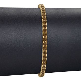 4 Carat Chocolate Bar Brown Champagne Diamond Tennis Bracelet In 14 Karat Yellow Gold, 7 Inches