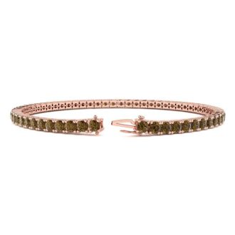 4 3/4 Carat Chocolate Bar Brown Champagne Diamond Tennis Bracelet In 14 Karat Rose Gold, 8 1/2 Inches