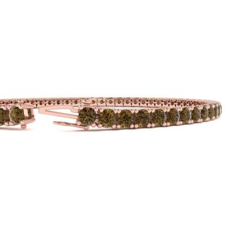 4 3/4 Carat Chocolate Bar Brown Champagne Diamond Tennis Bracelet In 14 Karat Rose Gold, 8 1/2 Inches