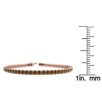 4 3/4 Carat Chocolate Bar Brown Champagne Diamond Tennis Bracelet In 14 Karat Rose Gold, 8 1/2 Inches