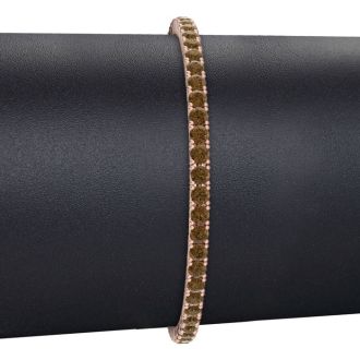 4 3/4 Carat Chocolate Bar Brown Champagne Diamond Tennis Bracelet In 14 Karat Rose Gold, 8 1/2 Inches