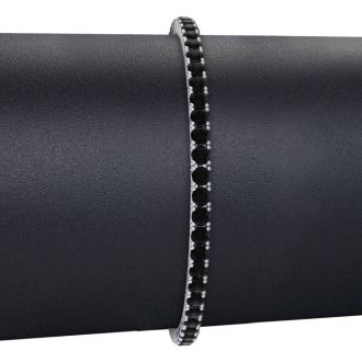 4 1/4 Carat Black Diamond Tennis Bracelet In 14 Karat White Gold, 7 1/2 Inches