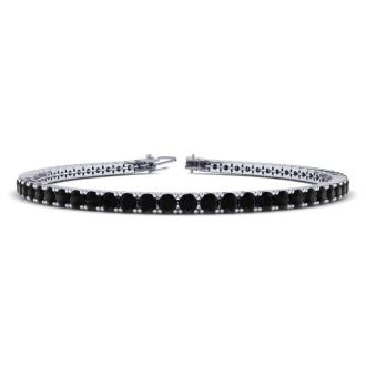 4 1/2 Carat Black Diamond Tennis Bracelet In 14 Karat White Gold, 8 Inches