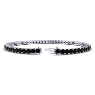 4 1/2 Carat Black Diamond Tennis Bracelet In 14 Karat White Gold, 8 Inches