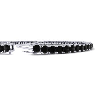4 1/2 Carat Black Diamond Tennis Bracelet In 14 Karat White Gold, 8 Inches