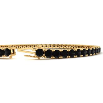 3 1/2 Carat Black Diamond Tennis Bracelet In 14 Karat Yellow Gold, 6 1/2 Inches