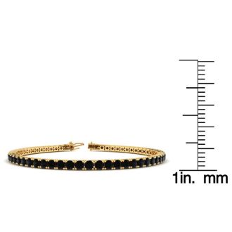 3 1/2 Carat Black Diamond Tennis Bracelet In 14 Karat Yellow Gold, 6 1/2 Inches