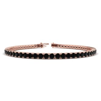 4 Carat Black Diamond Tennis Bracelet In 14 Karat Rose Gold, 7 Inches