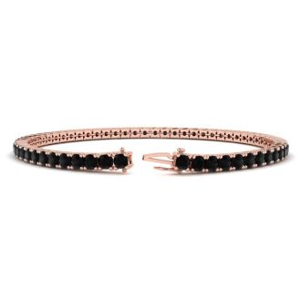 4 Carat Black Diamond Tennis Bracelet In 14 Karat Rose Gold, 7 Inches