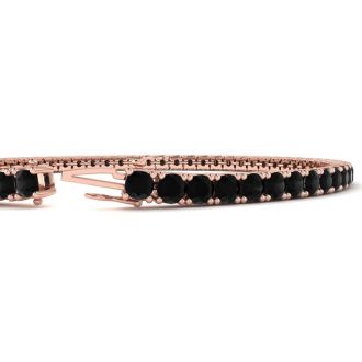4 Carat Black Diamond Tennis Bracelet In 14 Karat Rose Gold, 7 Inches