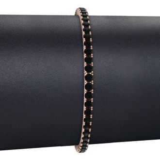 4 Carat Black Diamond Tennis Bracelet In 14 Karat Rose Gold, 7 Inches