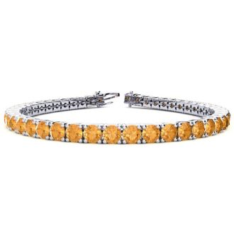 9 1/5 Carat Citrine Tennis Bracelet In 14 Karat White Gold, 7 Inches