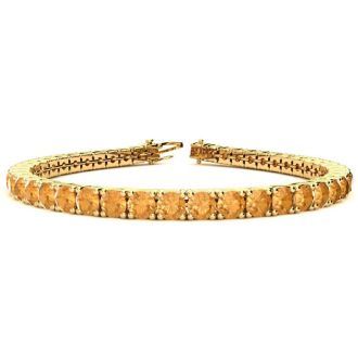 9 1/5 Carat Citrine Tennis Bracelet In 14 Karat Yellow Gold, 7 Inches