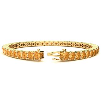 9 1/5 Carat Citrine Tennis Bracelet In 14 Karat Yellow Gold, 7 Inches