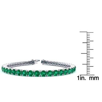 14 3/4 Carat Emerald Tennis Bracelet In 14 Karat White Gold, 9 Inches