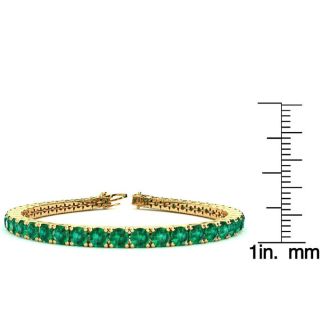 14 Carat Emerald Tennis Bracelet In 14 Karat Yellow Gold, 8 1/2 Inches