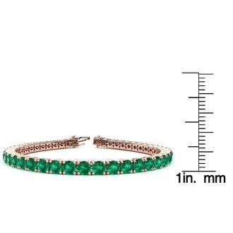 14 3/4 Carat Emerald Tennis Bracelet In 14 Karat Rose Gold, 9 Inches