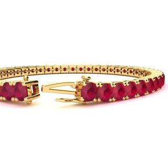 Ruby Bracelet; Ruby Tennis Bracelet; 10 1/2 Carat Ruby Tennis Bracelet In 14 Karat Yellow Gold