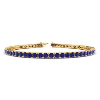 4 3/4 Carat Sapphire Tennis Bracelet In 14 Karat Yellow Gold, 6 1/2 Inches