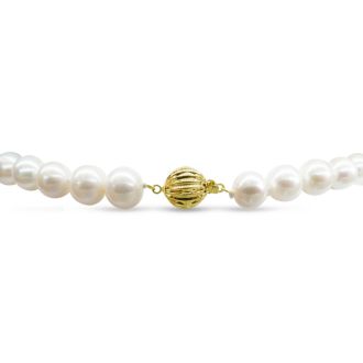 18 inch 10mm AA Pearl Necklace With 14K Yellow Gold Clasp