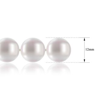 17 Inch 12mm AA Hand Knotted Pearl Necklace, 14k Yellow Gold Clasp
