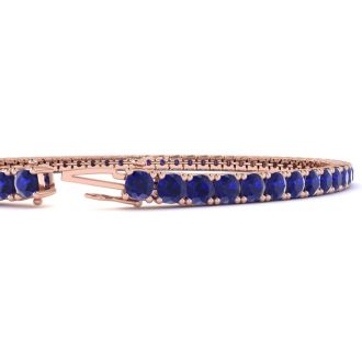5 1/4 Carat Sapphire Tennis Bracelet In 14 Karat Rose Gold, 7 Inches