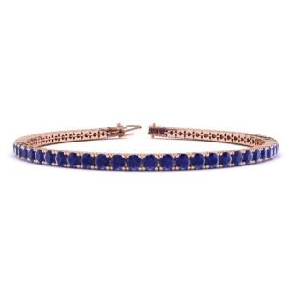 6 1/3 Carat Sapphire Tennis Bracelet In 14 Karat Rose Gold, 8 1/2 Inches