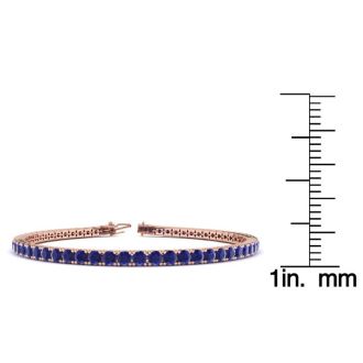 6 1/3 Carat Sapphire Tennis Bracelet In 14 Karat Rose Gold, 8 1/2 Inches