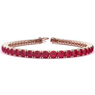 Ruby Bracelet; Ruby Tennis Bracelet; 14 1/3 Carat Ruby Tennis Bracelet In 14 Karat Rose Gold