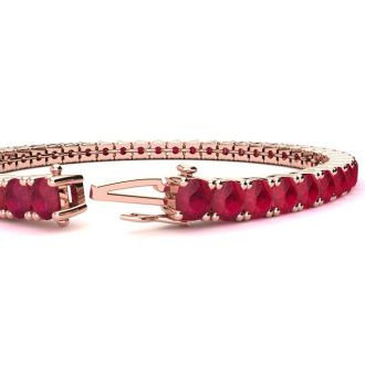 Ruby Bracelet; Ruby Tennis Bracelet; 14 1/3 Carat Ruby Tennis Bracelet In 14 Karat Rose Gold