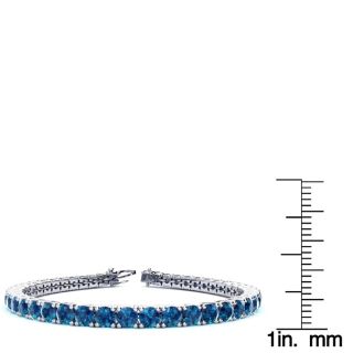 7 3/4 Carat Blue Diamond Tennis Bracelet In 14 Karat White Gold, 6 Inches