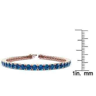 7 3/4 Carat Blue Diamond Tennis Bracelet In 14 Karat Rose Gold, 6 Inches
