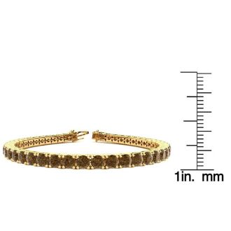 9 3/4 Carat Chocolate Bar Brown Champagne Diamond Tennis Bracelet In 14 Karat Yellow Gold, 7 1/2 Inches