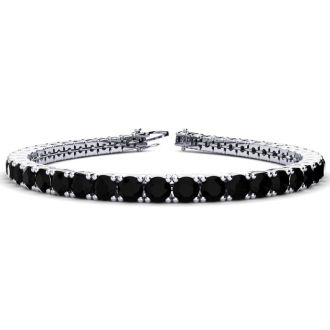 8 1/2 Carat Black Diamond Tennis Bracelet In 14 Karat White Gold, 6 1/2 Inches