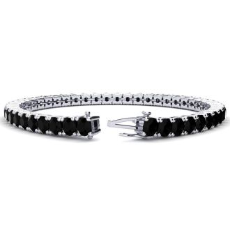 8 1/2 Carat Black Diamond Tennis Bracelet In 14 Karat White Gold, 6 1/2 Inches