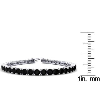 11 1/5 Carat Black Diamond Tennis Bracelet In 14 Karat White Gold, 8 1/2 Inches